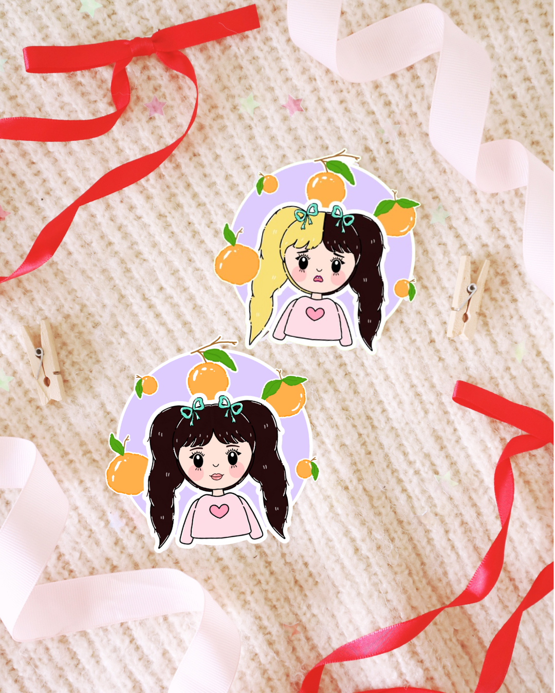 Cute Floral Girl Sticker Flake