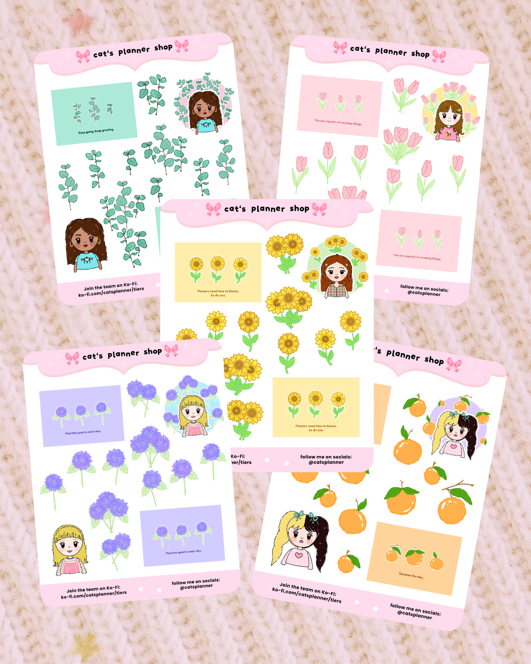 Floral Girl Sticker Sheets | Cute Bullet Journal & Planner Stickers