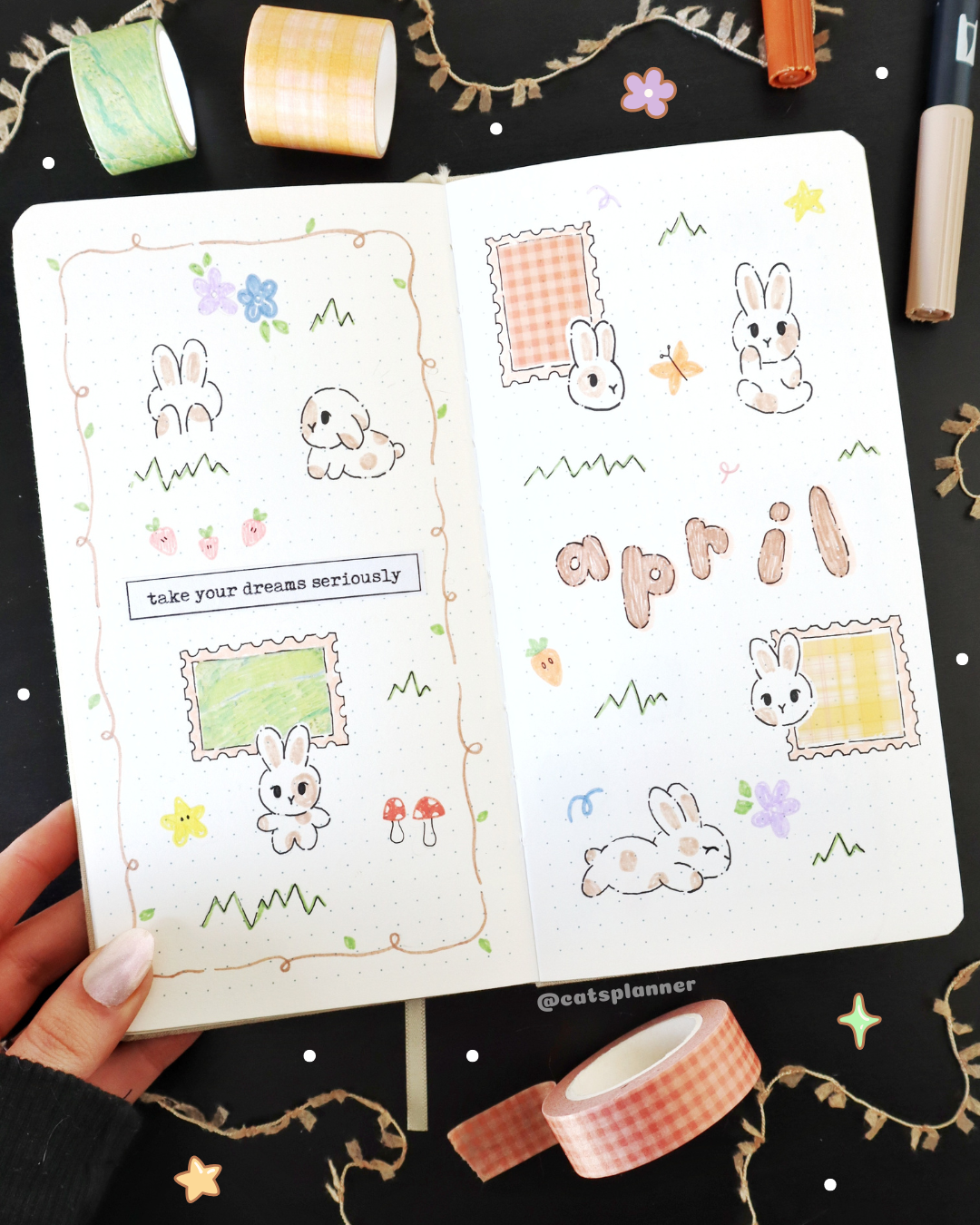 Cute Bunny Sticker Sheet Set – Pastel Rabbits & Circle Stickers for Journaling, Scrapbooking, Bullet Journal & Penpal Letters