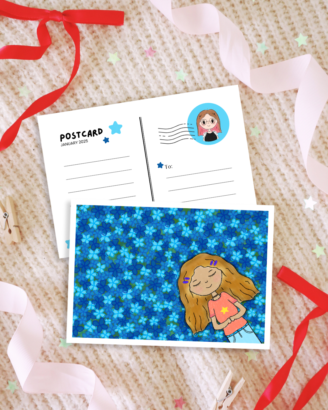 Blue Flowers Post Card