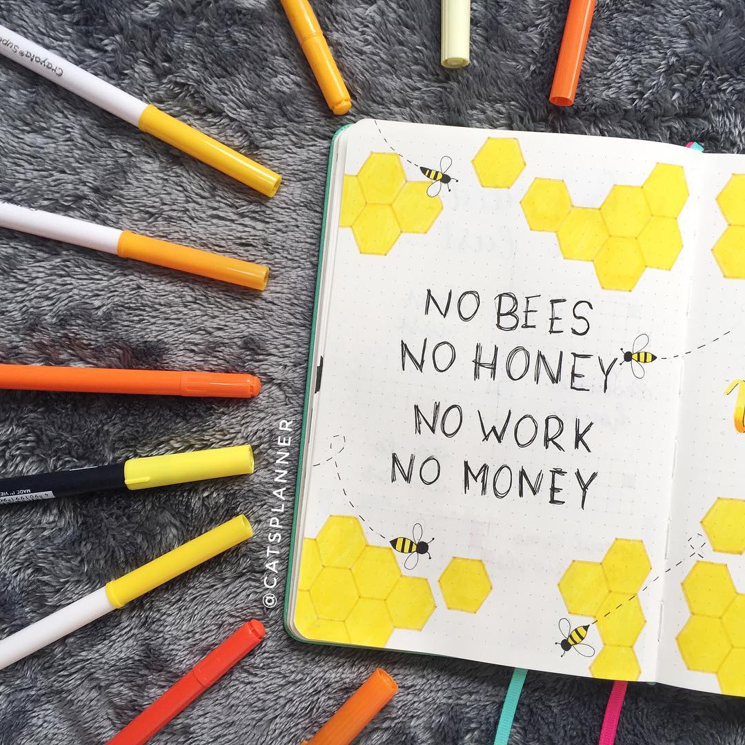 Bees & Honeycomb Sticker Sheet for Journaling – Stationery for Bullet Journal and Planners