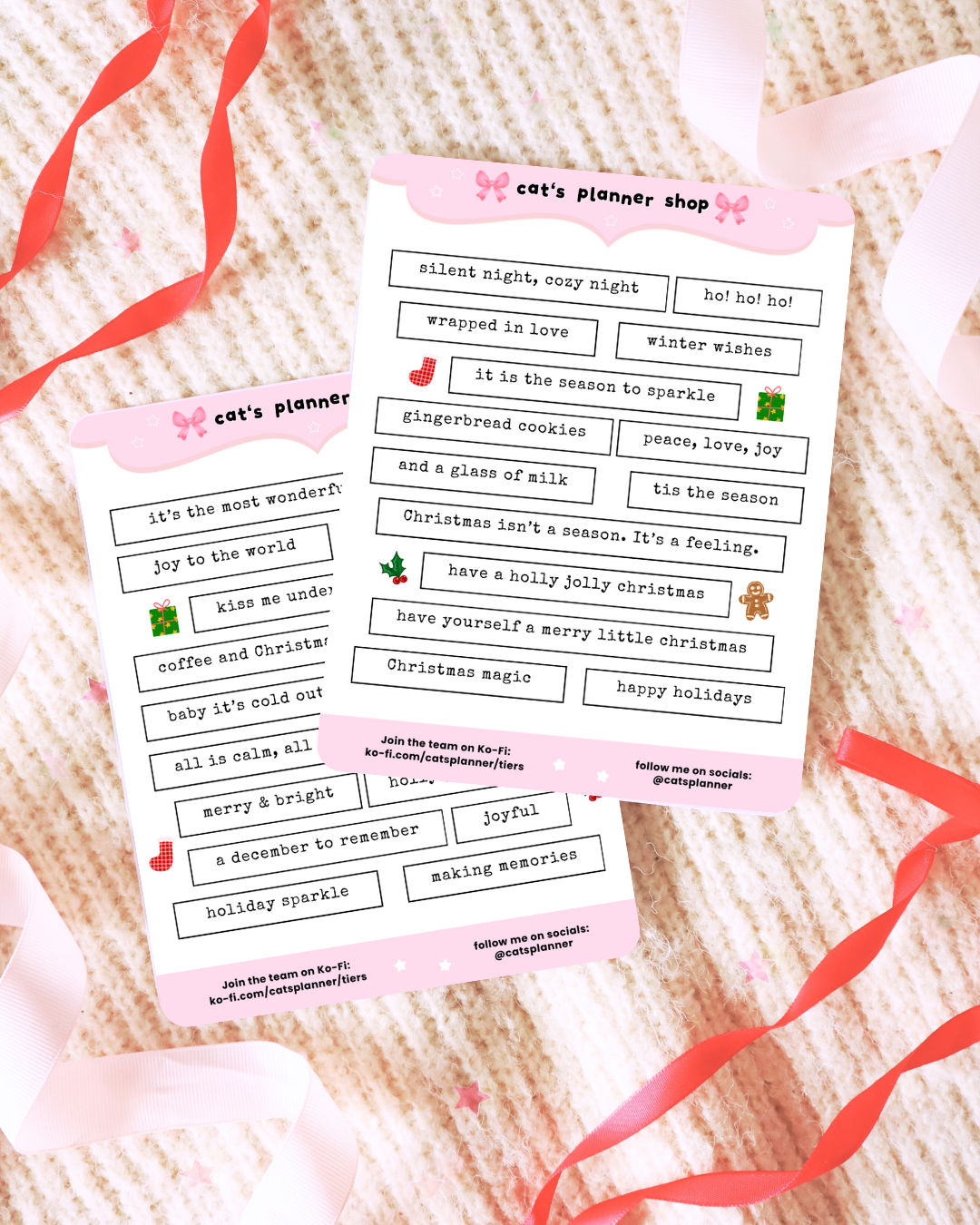 Christmas Quotes Sticker Sheets - Physical