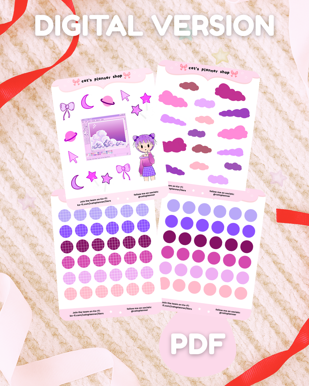PRINTABLE - Vaporwave Space Girl Sticker Sheet – Aesthetic Galaxy Stickers for Journaling & Scrapbooking
