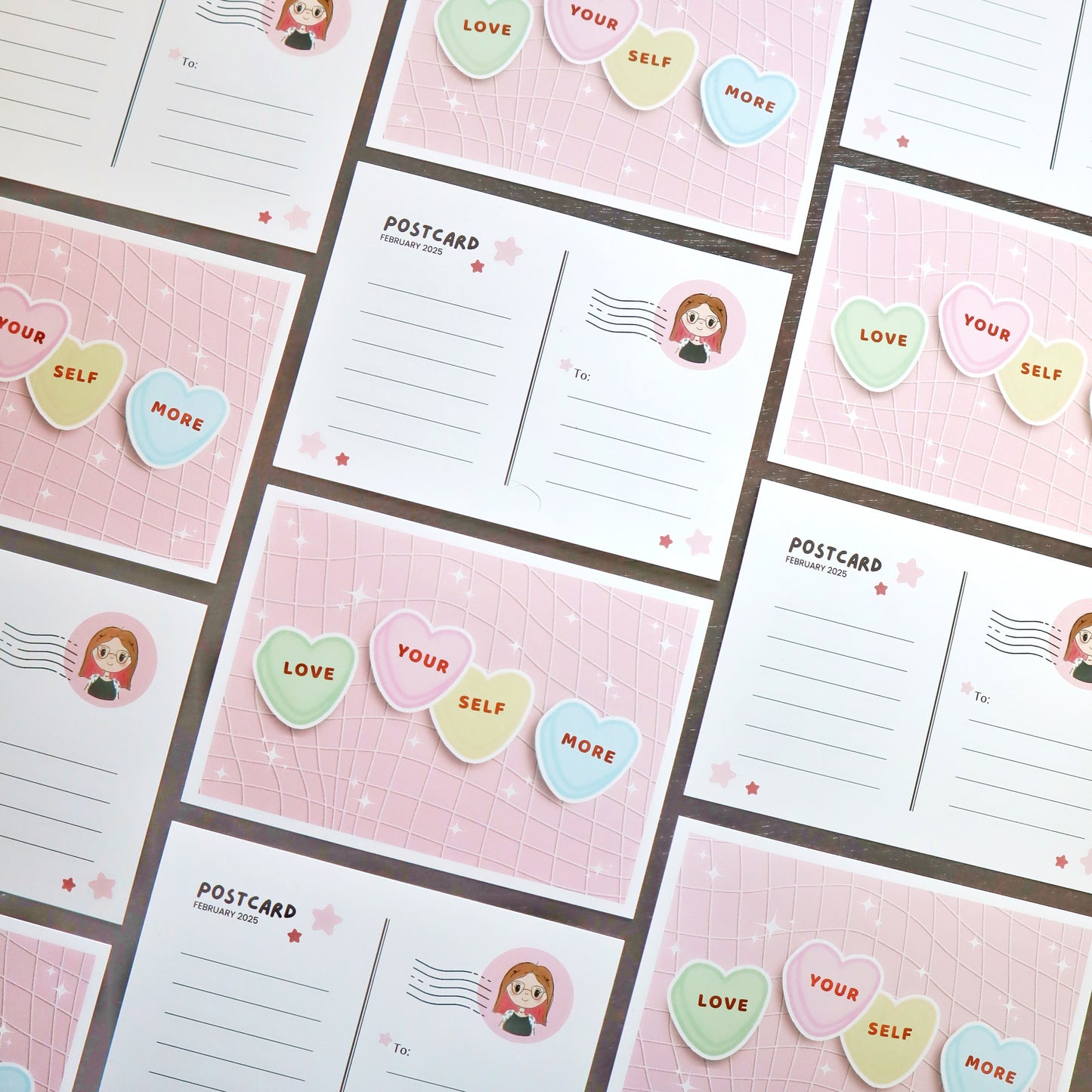 Candy Heart Postcard | Love Yourself More Affirmation Card