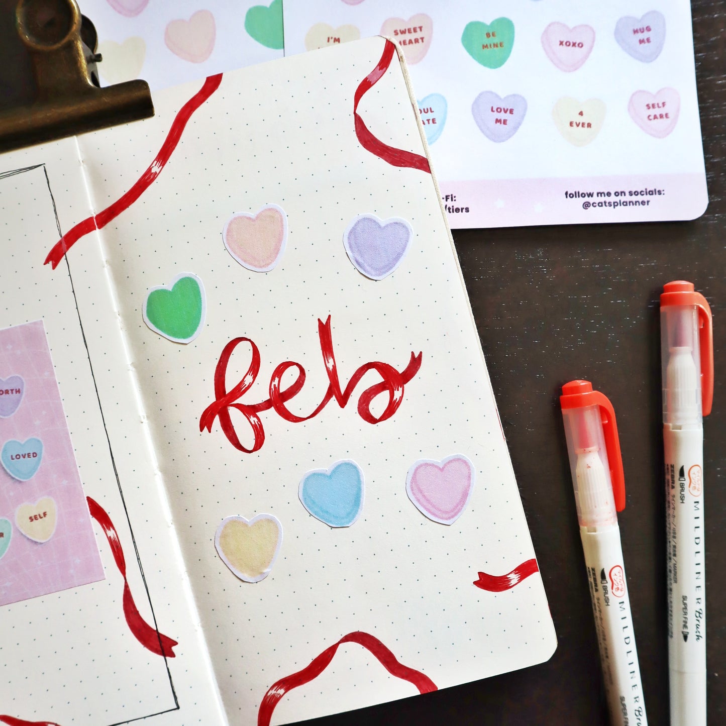 Candy Heart Sticker Sheet – Pastel Affirmation Stickers for Journaling, Planners & Scrapbooking