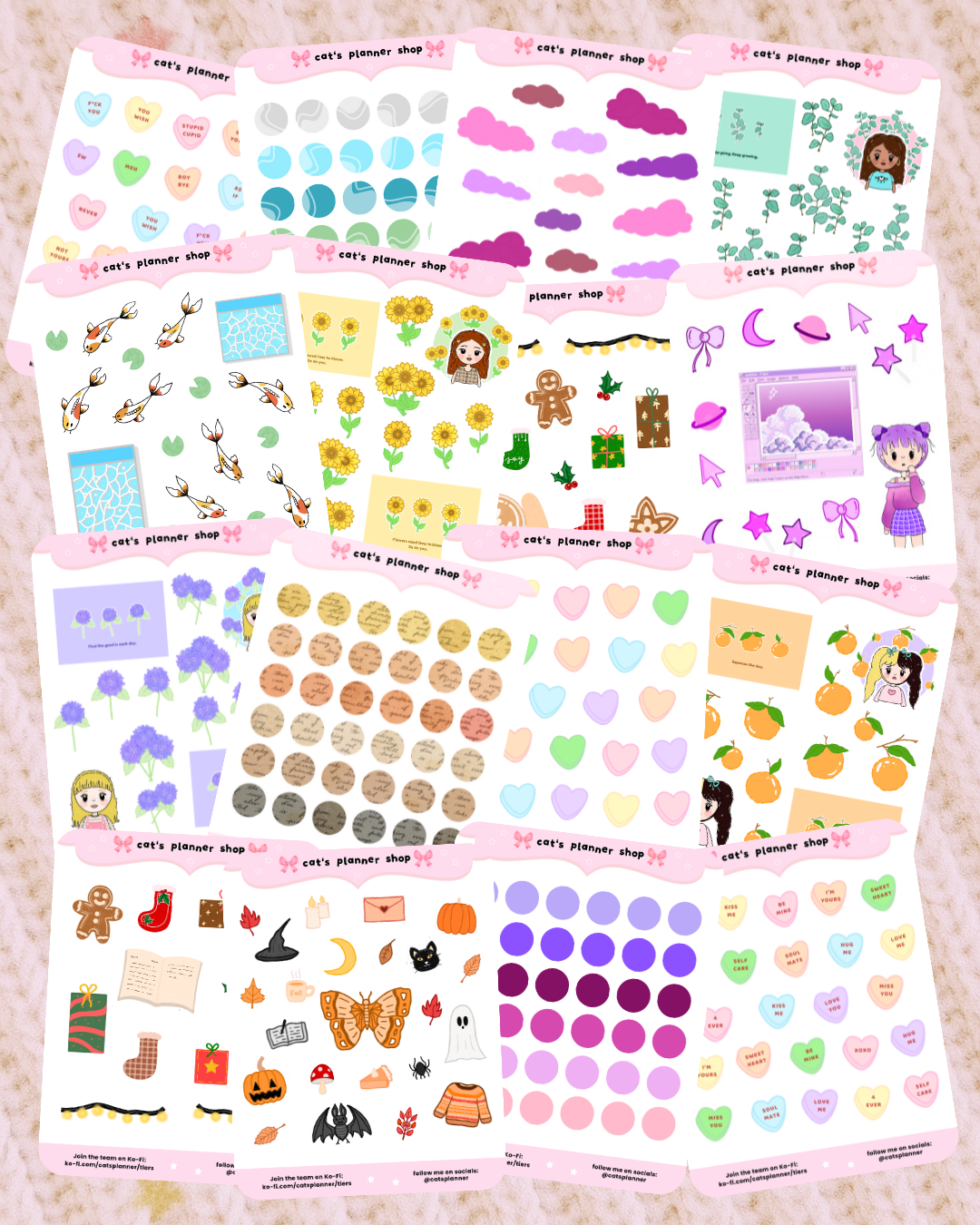 Mystery Sticker Sheet Pack – Aesthetic Sticker Sheets Designed by Cat’s Planner