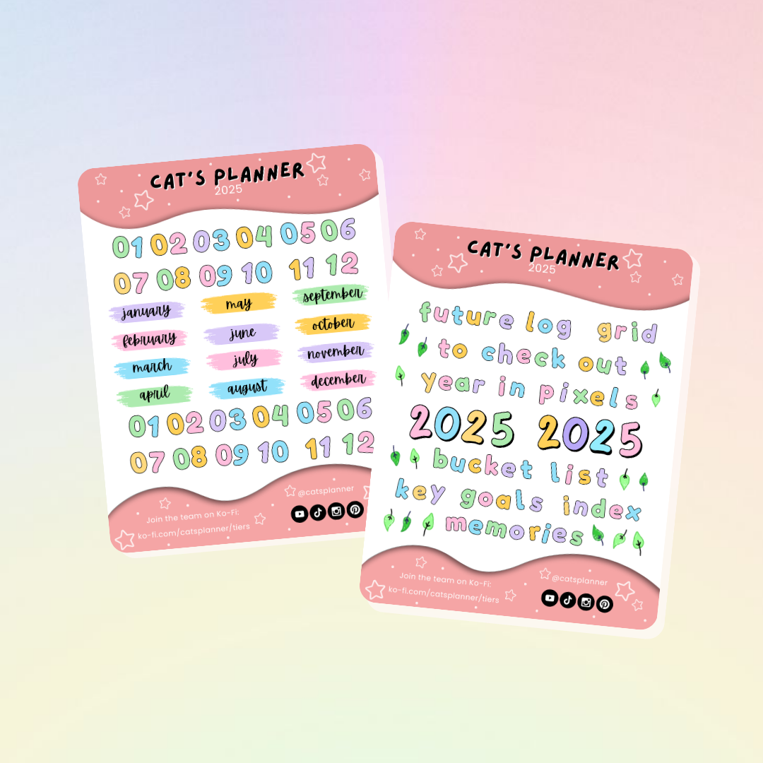 2025 Bullet Journal Sticker Sheets - Physical