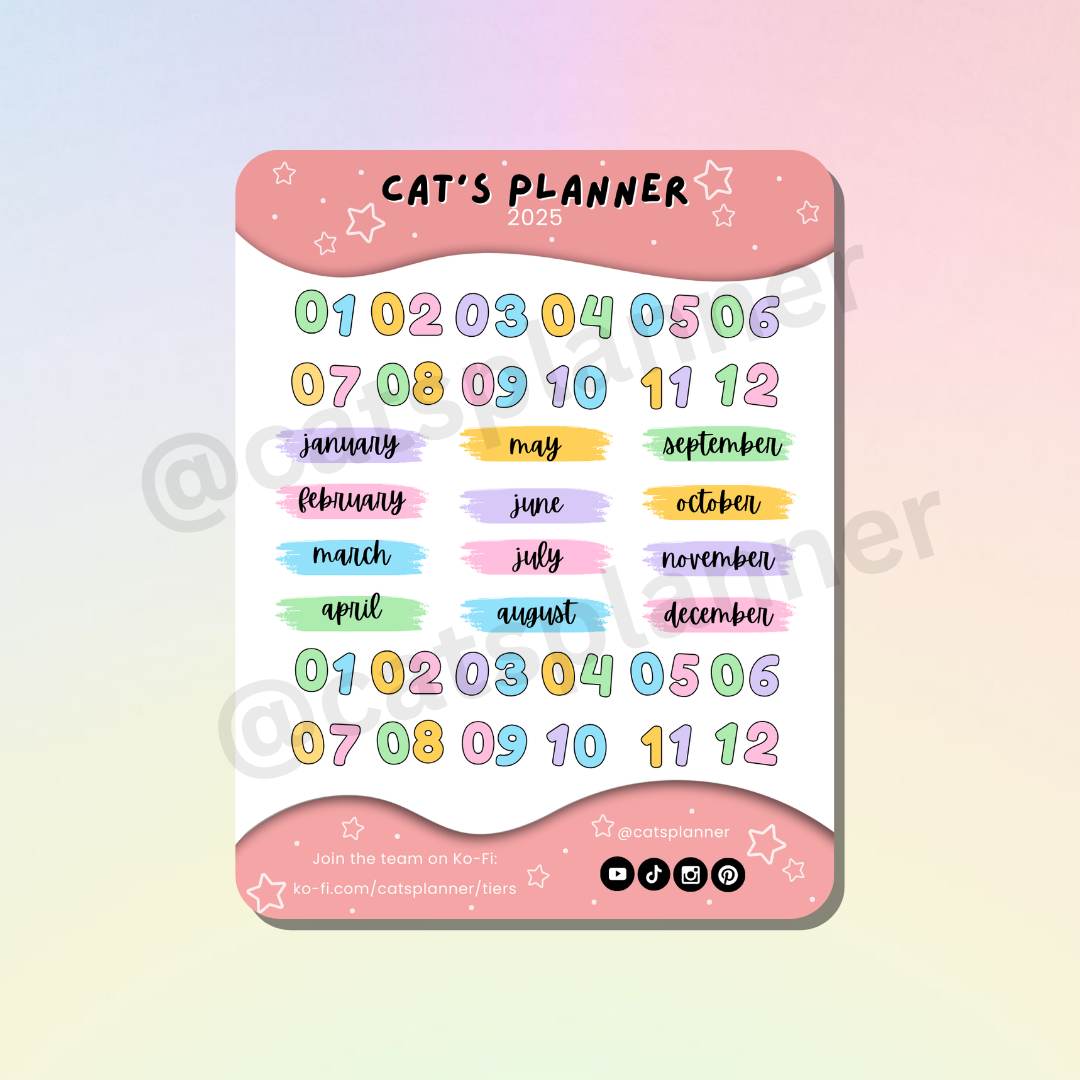 2025 Bullet Journal Sticker Sheets - Physical