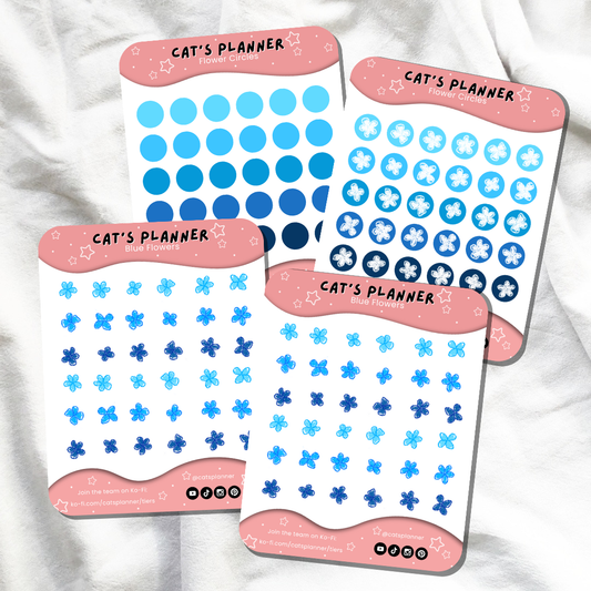 Blue Flowers Sticker Sheet - Physical