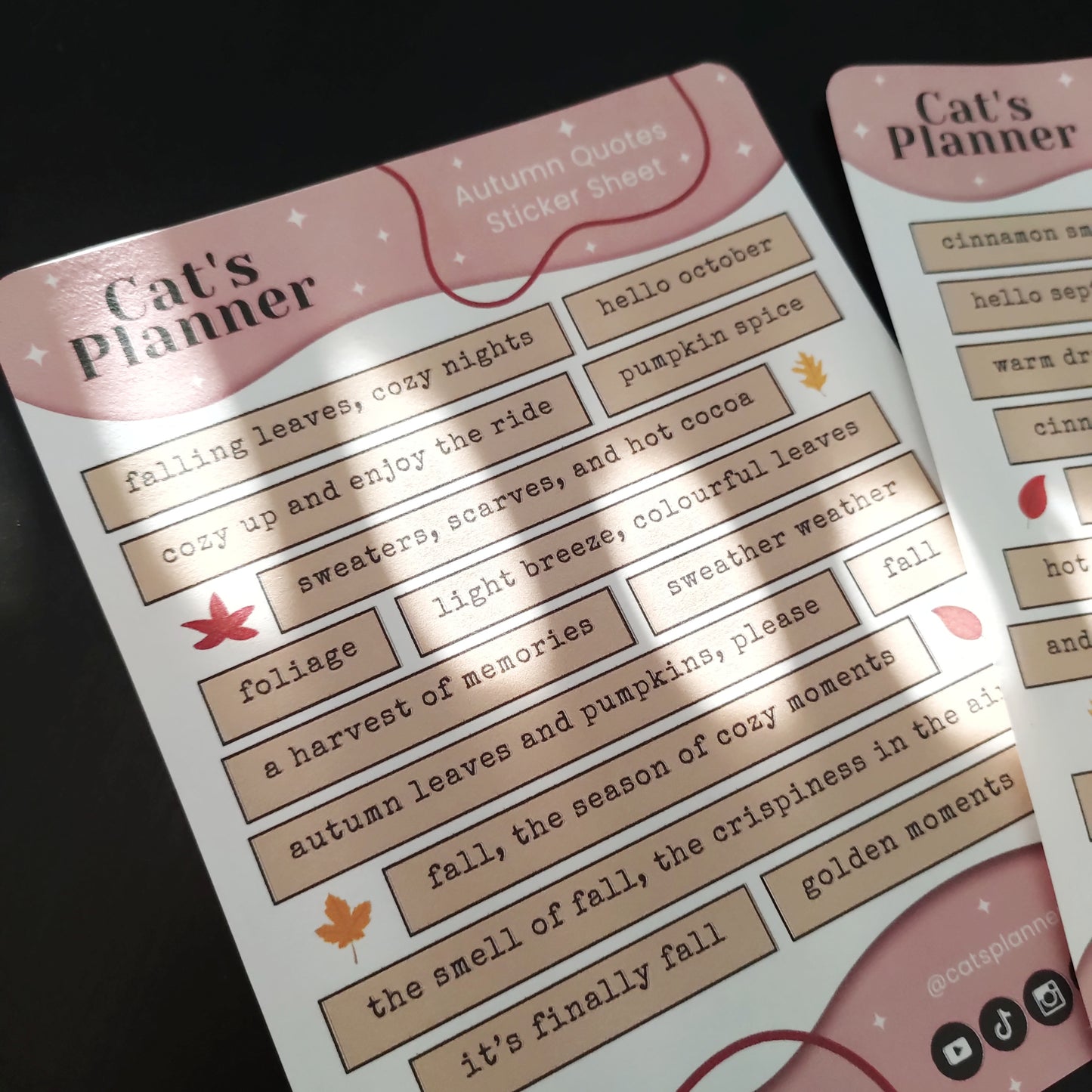 Autumn Quotes Sticker Sheet - Physical