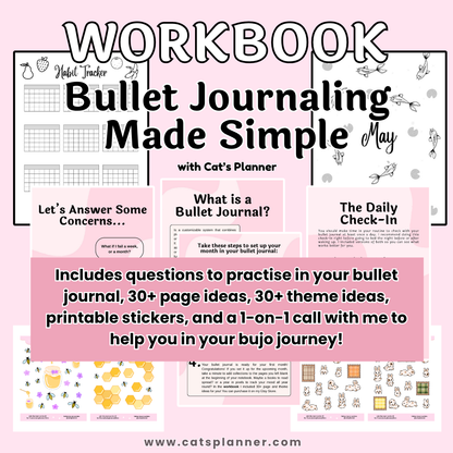 Bullet Journal Workbook - How To Bujo, Bullet Journal Bundle Printable Pages, Undated Digital Bullet Journal, Page Ideas, Printable Stickers