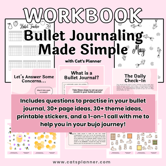 Bullet Journal Workbook - How To Bujo, Bullet Journal Bundle Printable Pages, Undated Digital Bullet Journal, Page Ideas, Printable Stickers