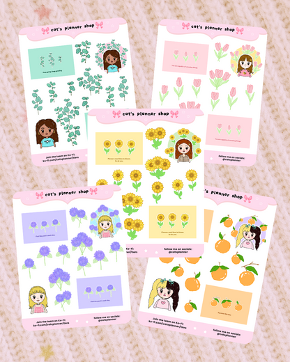 Floral Girl Sticker Sheets | Cute Bullet Journal & Planner Stickers