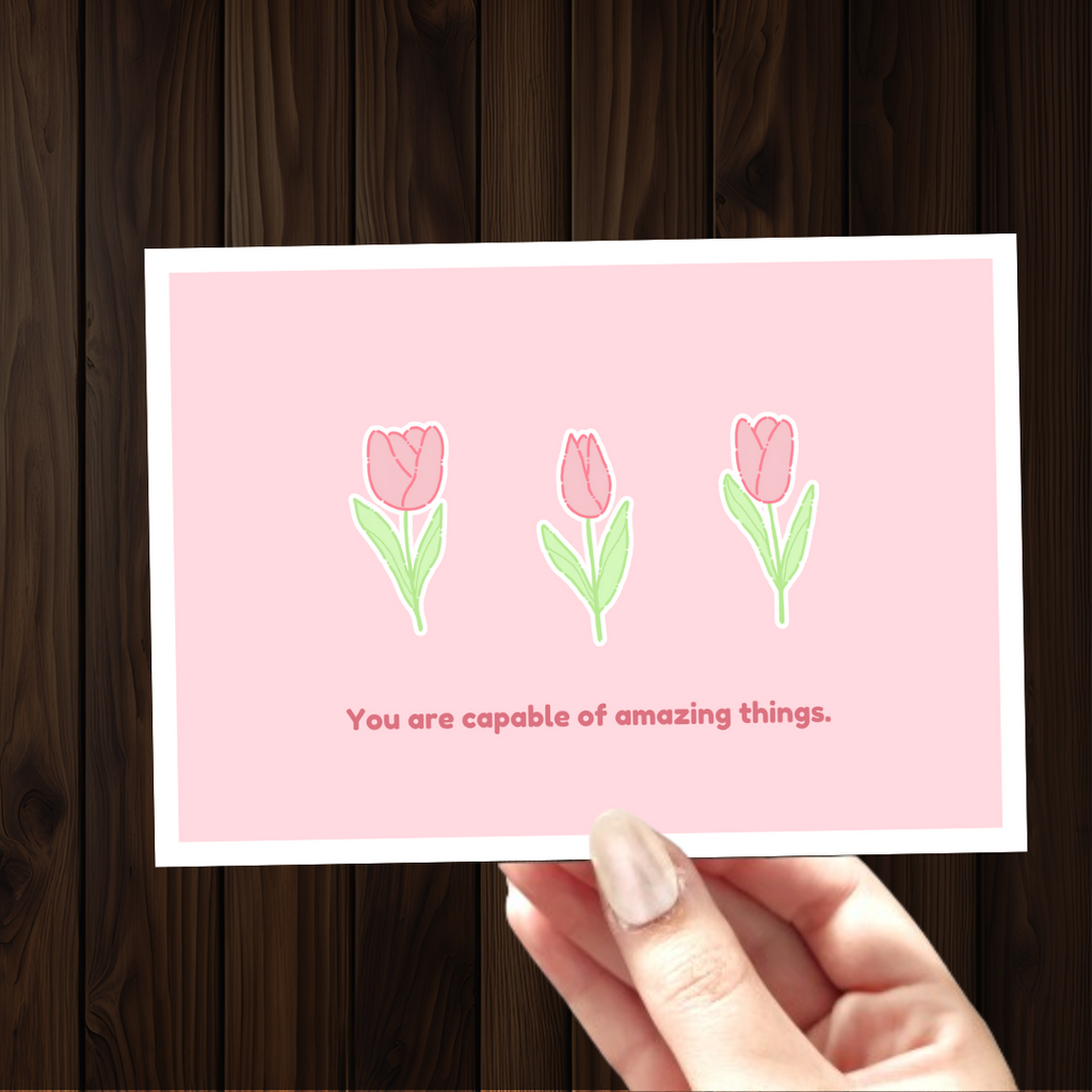 Pink Tulips Inspirational Quote Post Card