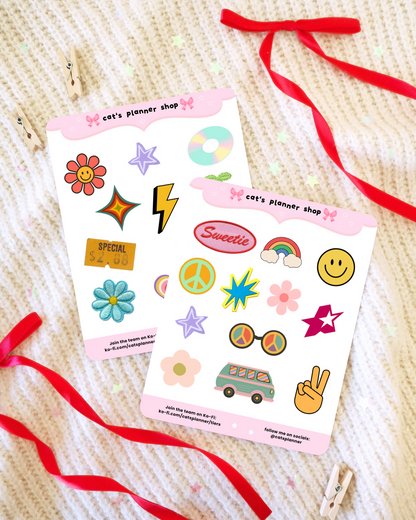 60's Psycadhelic Sticker Sheet – Colourful Stationery for Bullet Journal and Planners