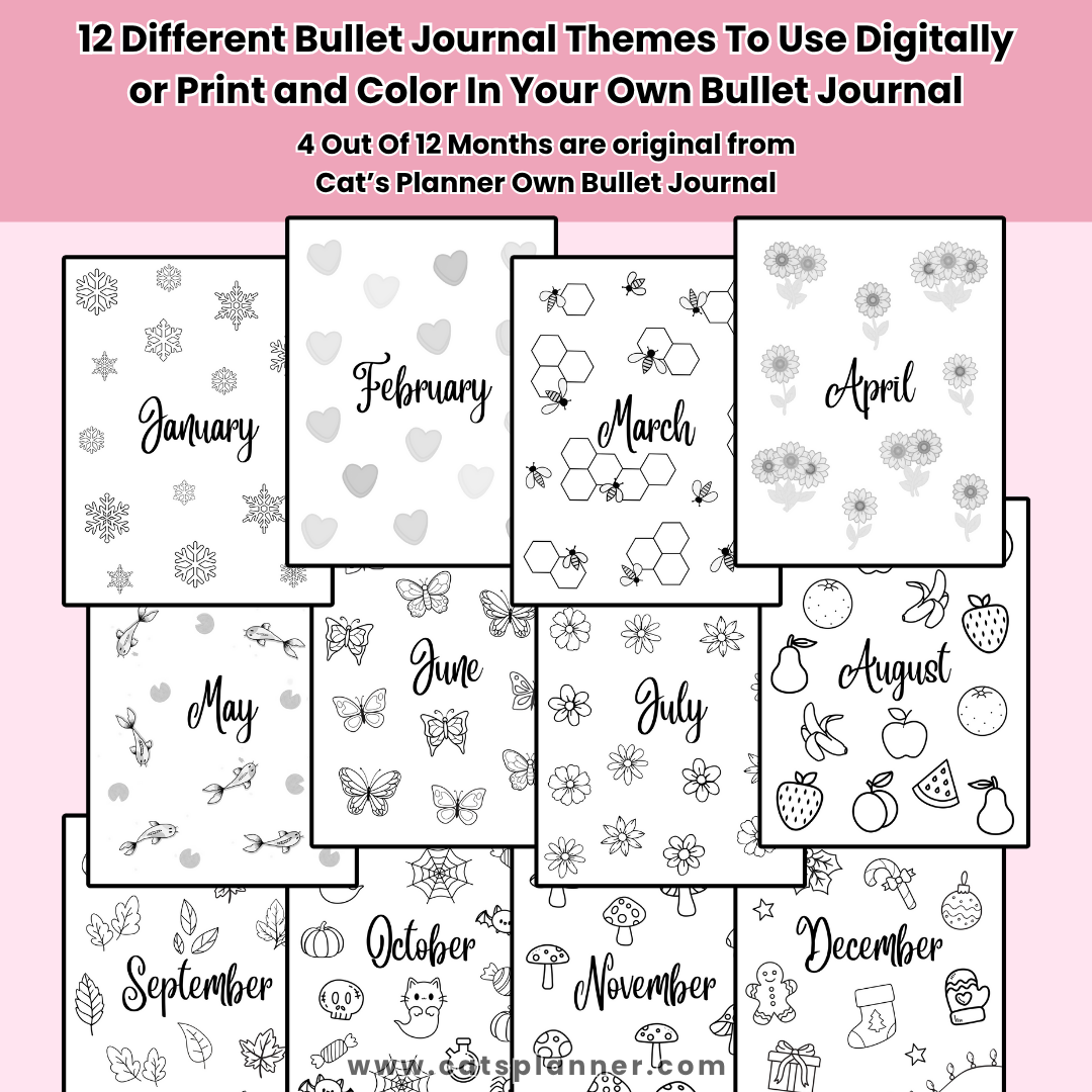 Bullet Journal Workbook - How To Bujo, Bullet Journal Bundle Printable Pages, Undated Digital Bullet Journal, Page Ideas, Printable Stickers