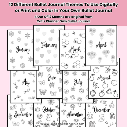 Bullet Journal Workbook - How To Bujo, Bullet Journal Bundle Printable Pages, Undated Digital Bullet Journal, Page Ideas, Printable Stickers