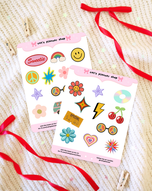 60's Psycadhelic Sticker Sheet – Colourful Stationery for Bullet Journal and Planners