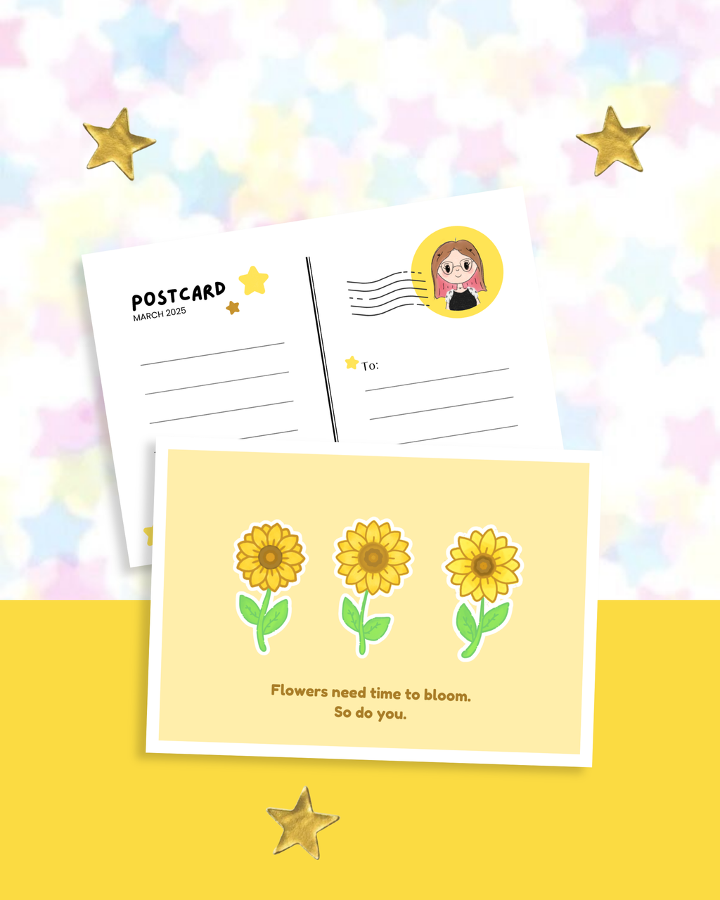 Sunflower Inspirational Quote Post Card