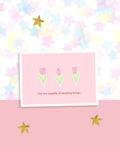 Pink Tulips Inspirational Quote Post Card