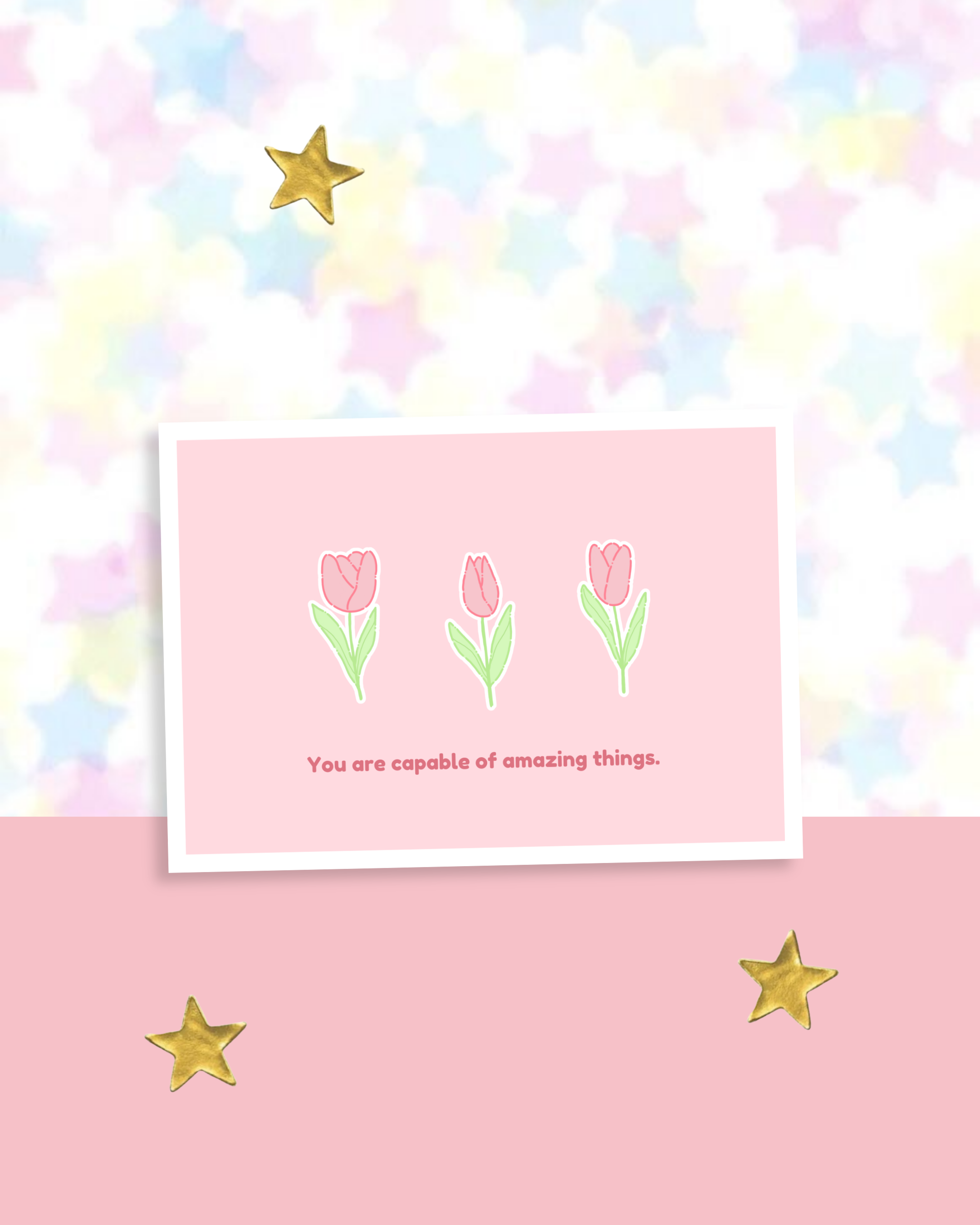 Pink Tulips Inspirational Quote Post Card