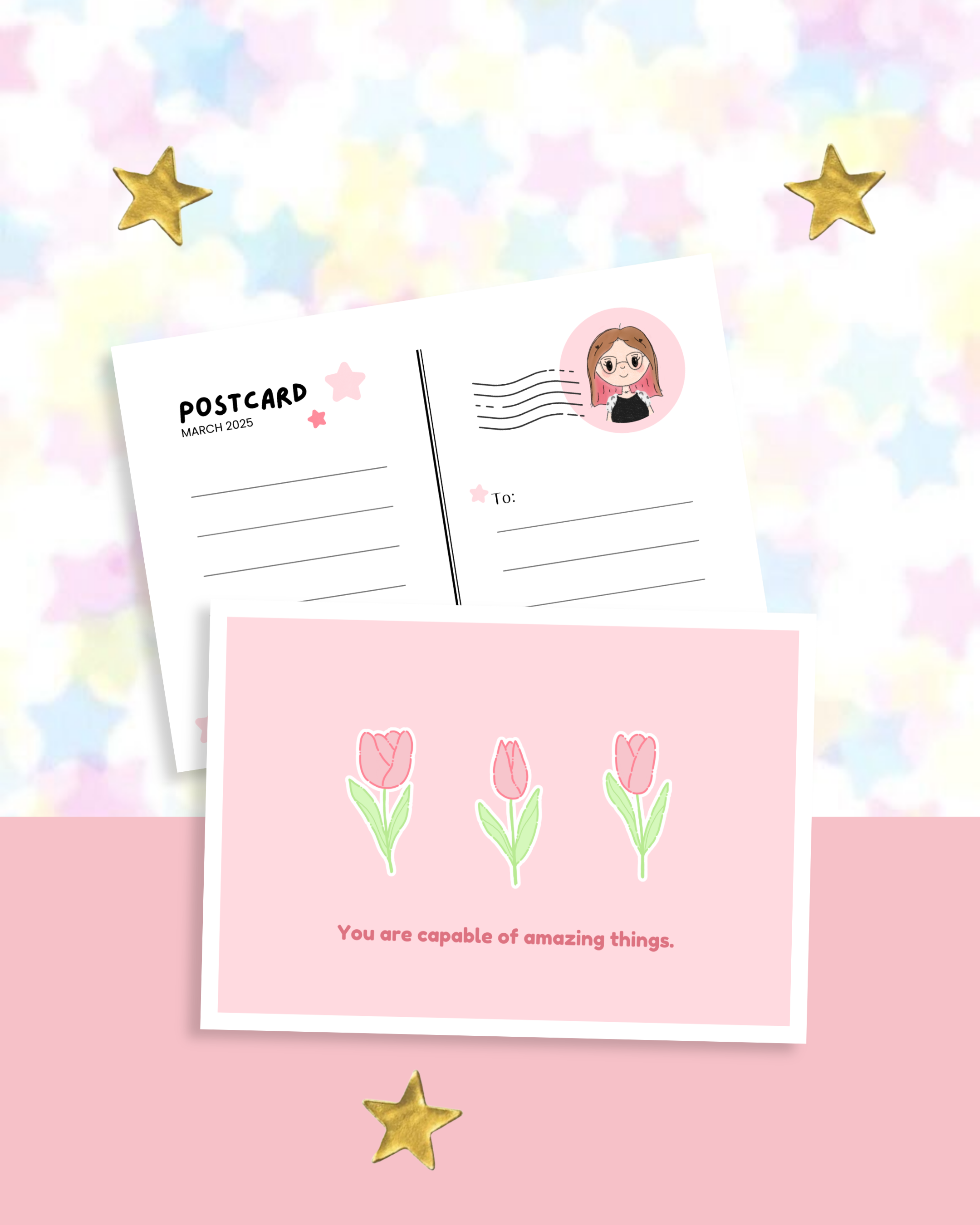 Pink Tulips Inspirational Quote Post Card