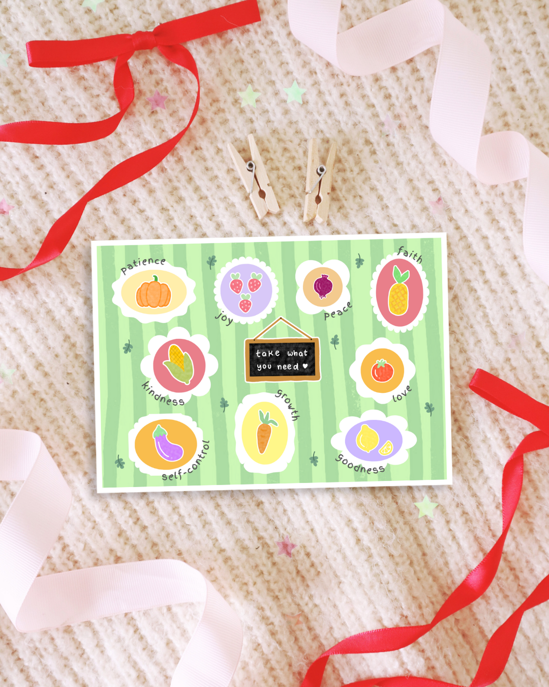 Emotional Vegetable Garden Postcard | Mental Health Art Print
