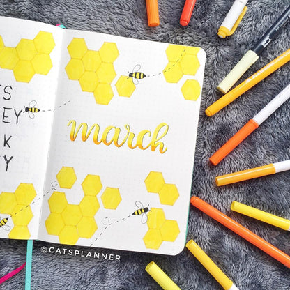 Bees & Honeycomb Sticker Sheet for Journaling – Stationery for Bullet Journal and Planners