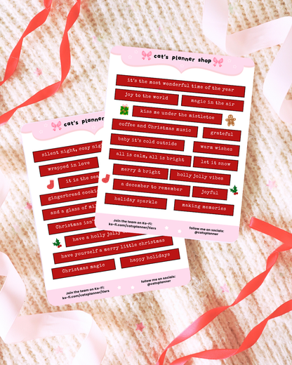 Christmas Quotes Sticker Sheets - Physical