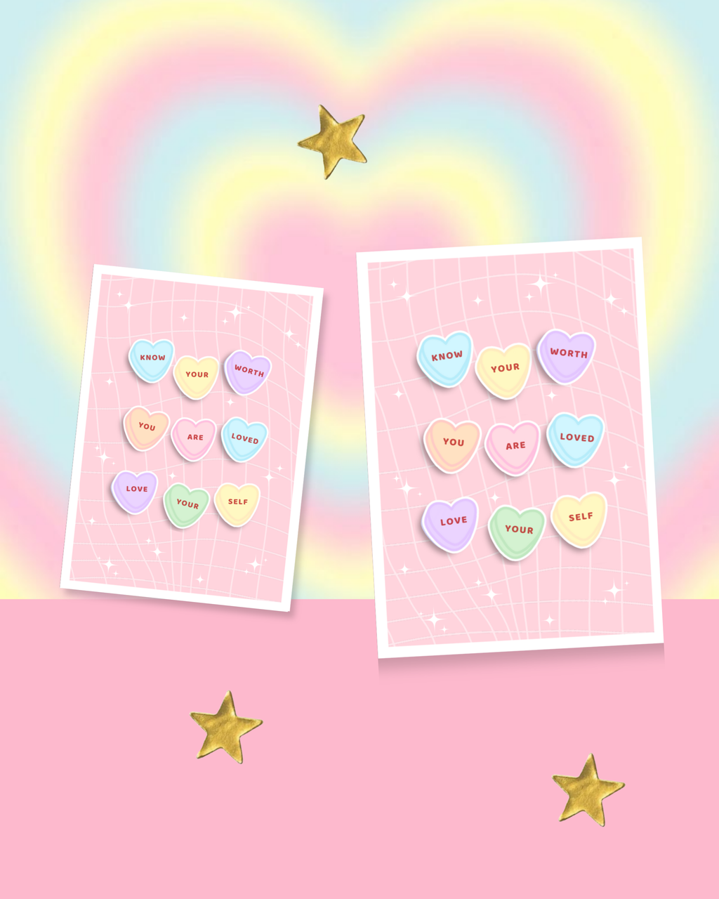 Candy Heart Inspirational Sticker Flakes