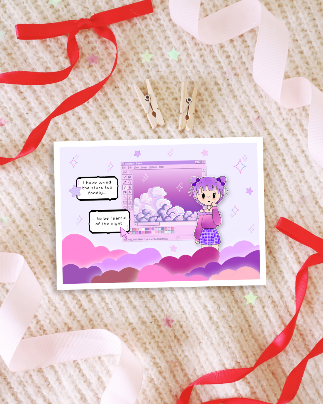 Vaporwave Space Girl Post Card | Dreamy Aesthetic 90s Y2K Galaxy Art Print