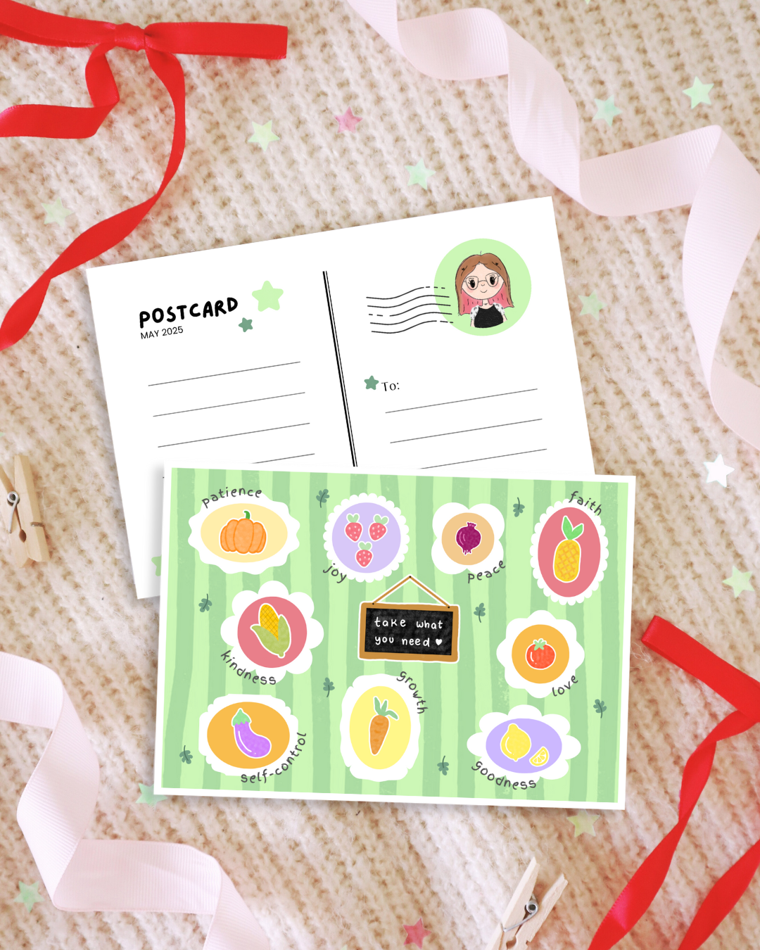 Emotional Vegetable Garden Postcard | Mental Health Art Print