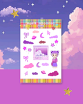 Vaporwave Space Girl Sticker Sheet – Aesthetic Galaxy Stickers for Journaling & Scrapbooking
