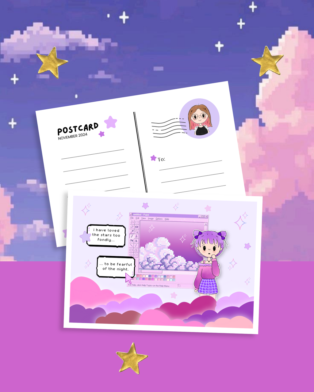 Vaporwave Space Girl Post Card
