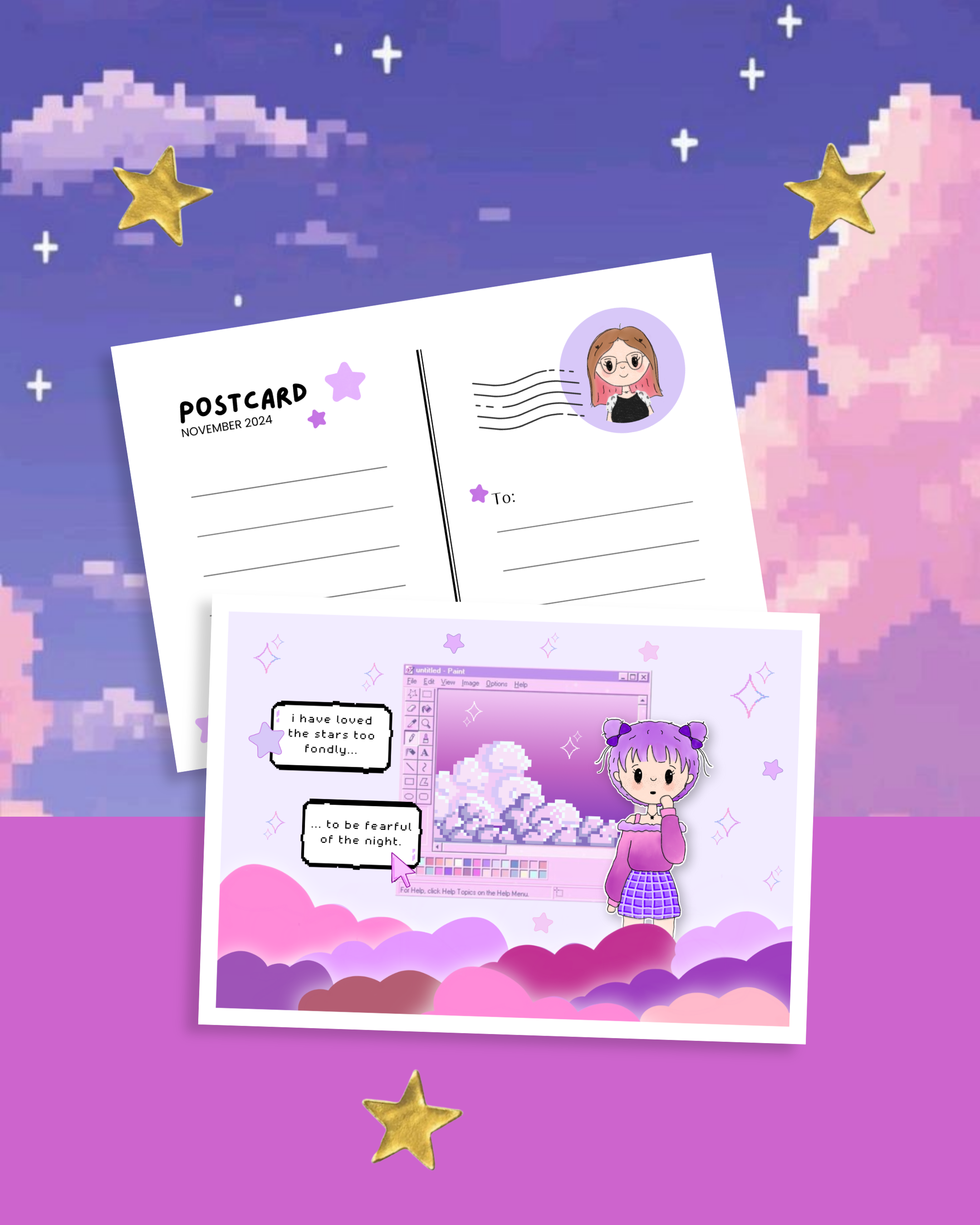 Vaporwave Space Girl Post Card