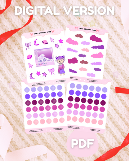 PRINTABLE - Vaporwave Space Girl Sticker Sheet – Aesthetic Galaxy Stickers for Journaling & Scrapbooking