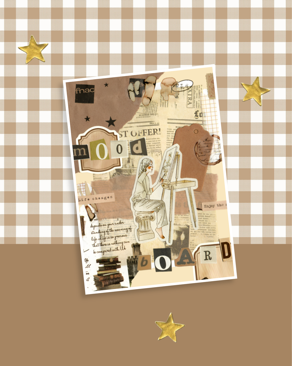 Beige Scrapbook Mood Board Art Print
