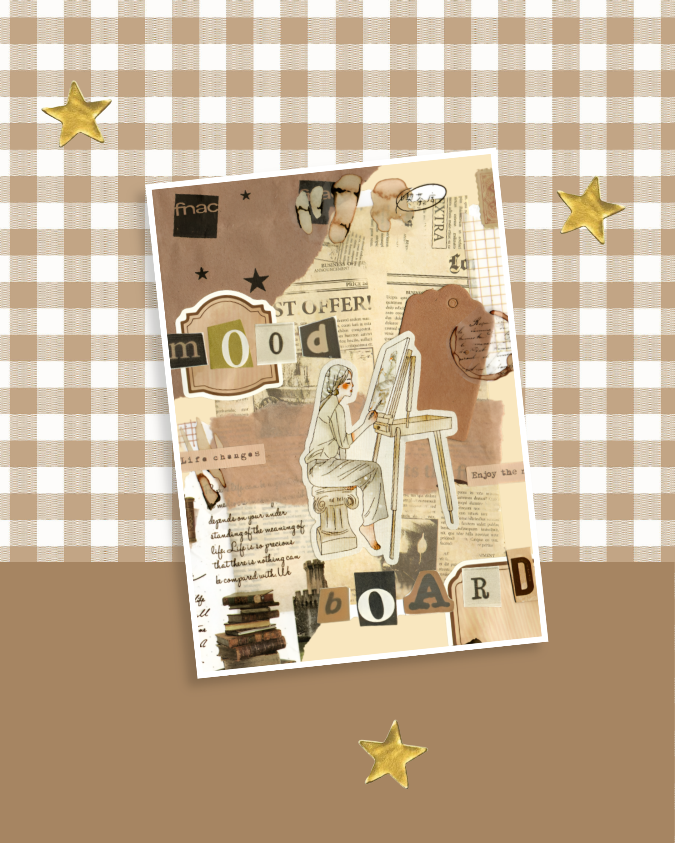 Beige Scrapbook Mood Board Art Print