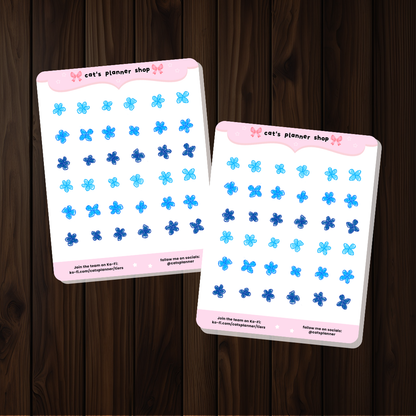 Blue Flowers Sticker Sheet - Physical