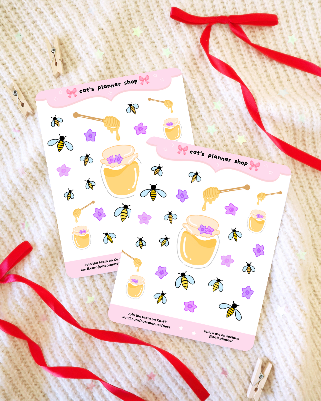 Bees & Honeycomb Sticker Sheet for Journaling – Stationery for Bullet Journal and Planners