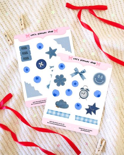 Blueberry Junk Journal Inspired Sticker Sheet – Stationery for Bullet Journal and Planners