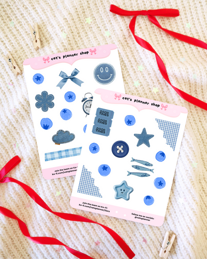 Blueberry Junk Journal Inspired Sticker Sheet – Stationery for Bullet Journal and Planners