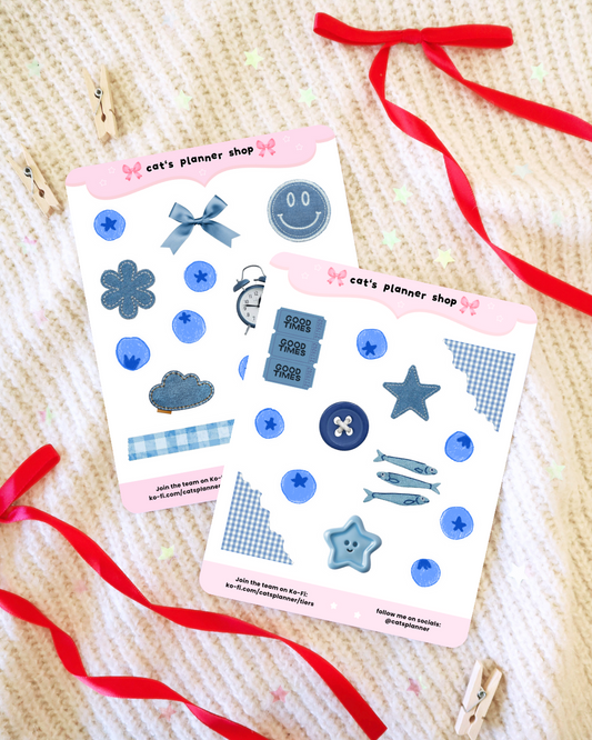 Blueberry Junk Journal Inspired Sticker Sheet – Stationery for Bullet Journal and Planners