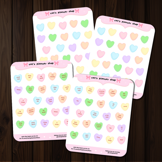 Candy Hearts Sticker Sheets - Digital