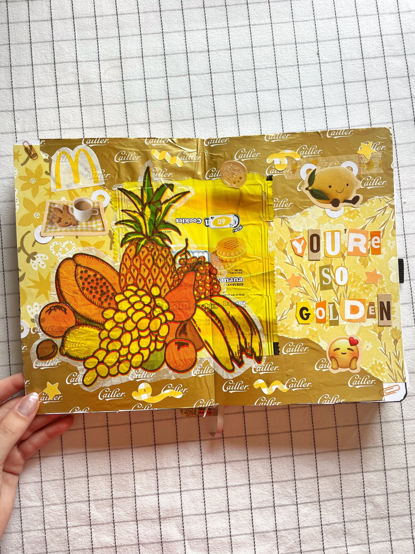 Yellow Golden Junk Journal  Scrapbooking Art Print