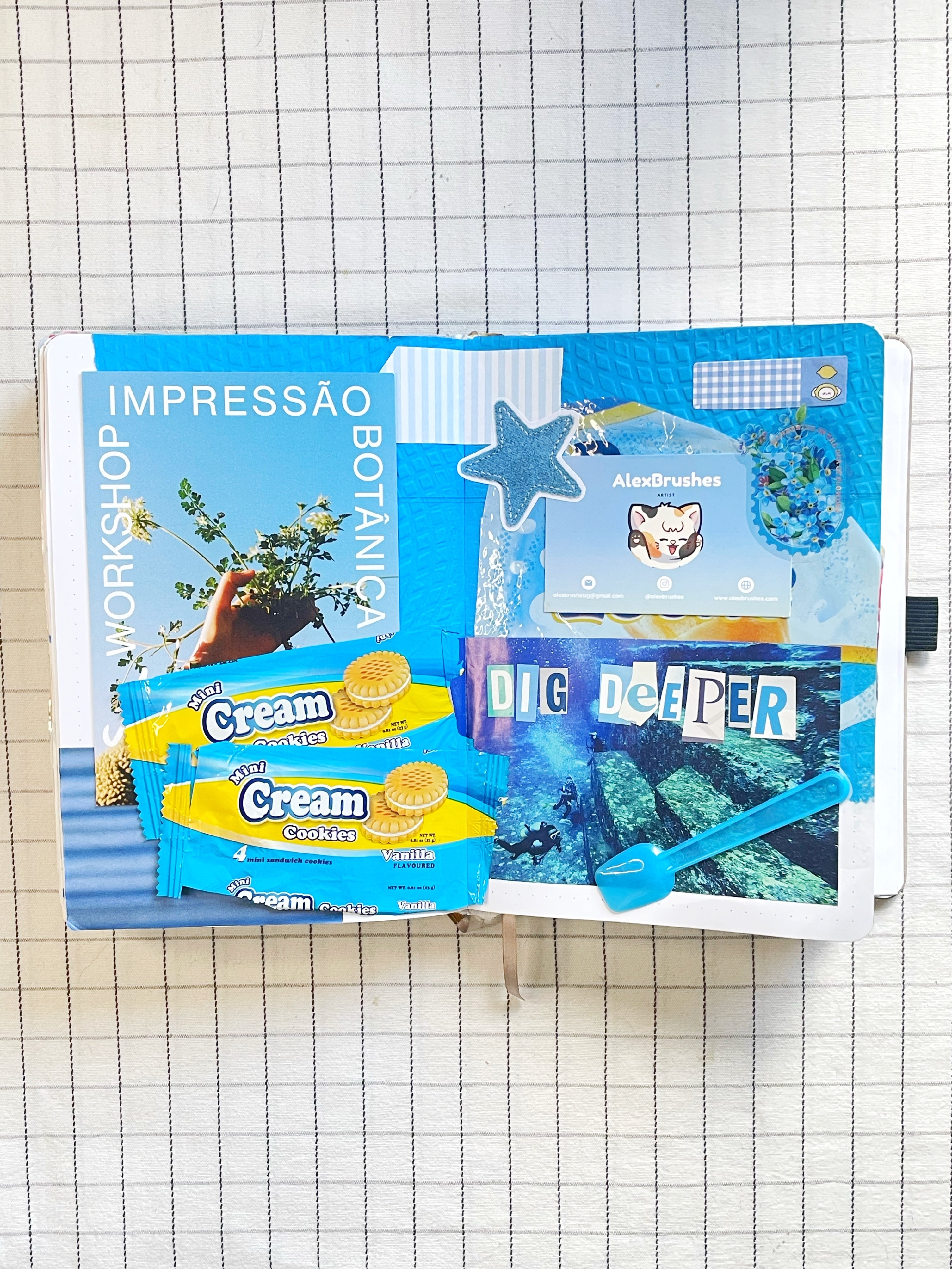 Blue Junk Journal Scrapbooking Art Print