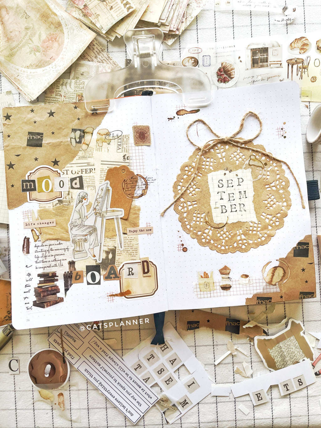 Beige Scrapbook Mood Board Art Print