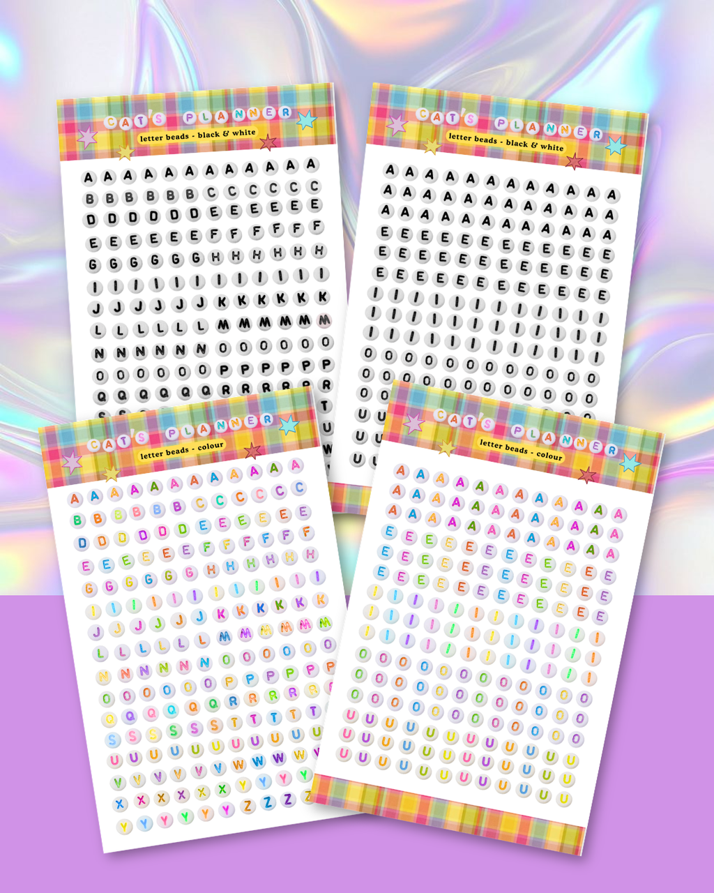 Letter Beads Sticker Sheets