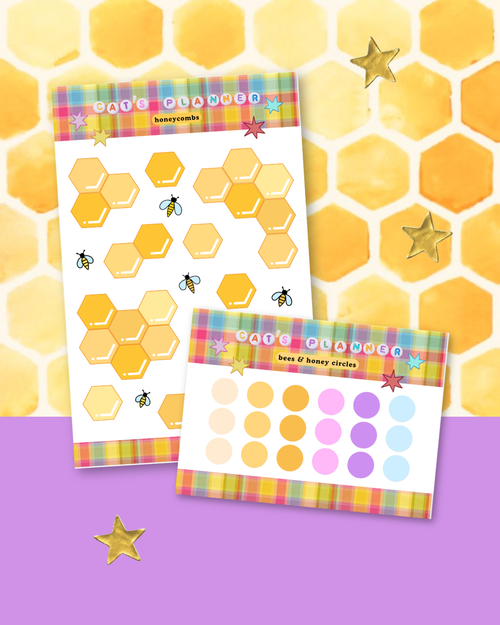 Bees & Honeycomb Sticker Sheet for Journaling – Stationery for Bullet Journal and Planners