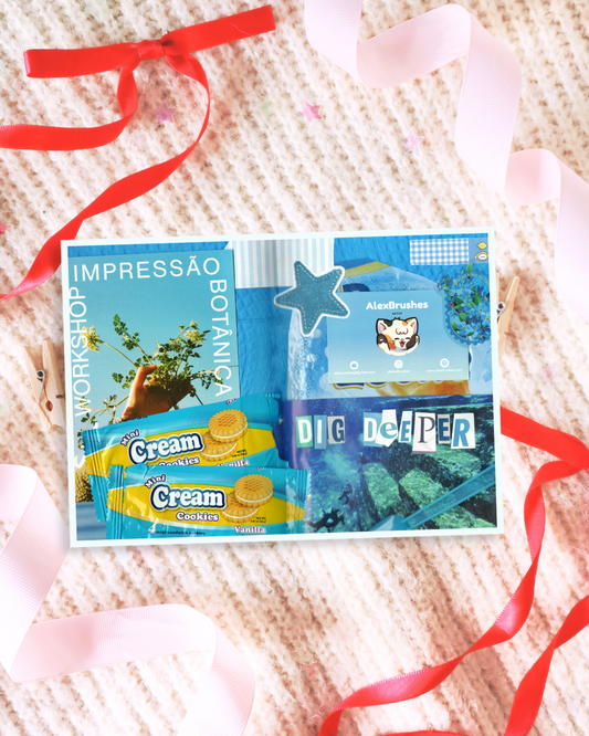 Blue Junk Journal  Scrapbooking Art Print